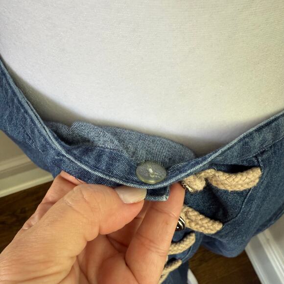 Sun River Vintage Denim Wrap Skirt 100% Cotton Size L High Waist Nautical - Picture 3 of 8